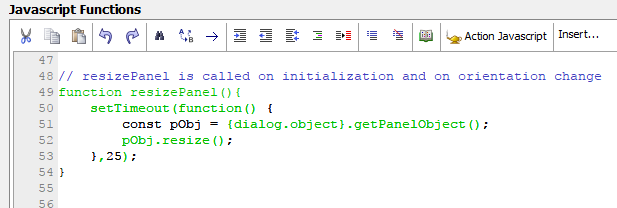 The JavaScript resizePanel function